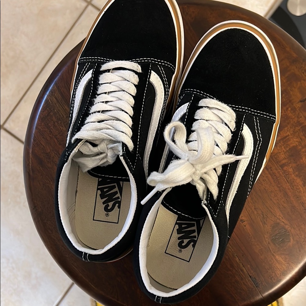 Vans Black and White Platform Sneakers